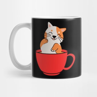 Cute cat in a red coffee cup Mug